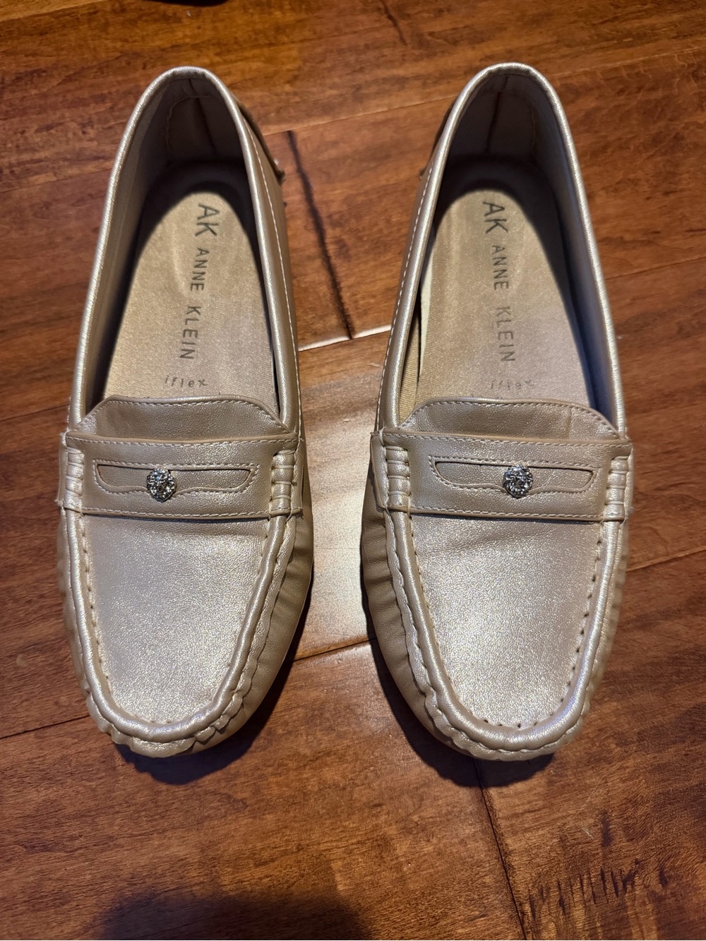 Size 6.5 Anne Klein Gold Metallic Penny Loafers